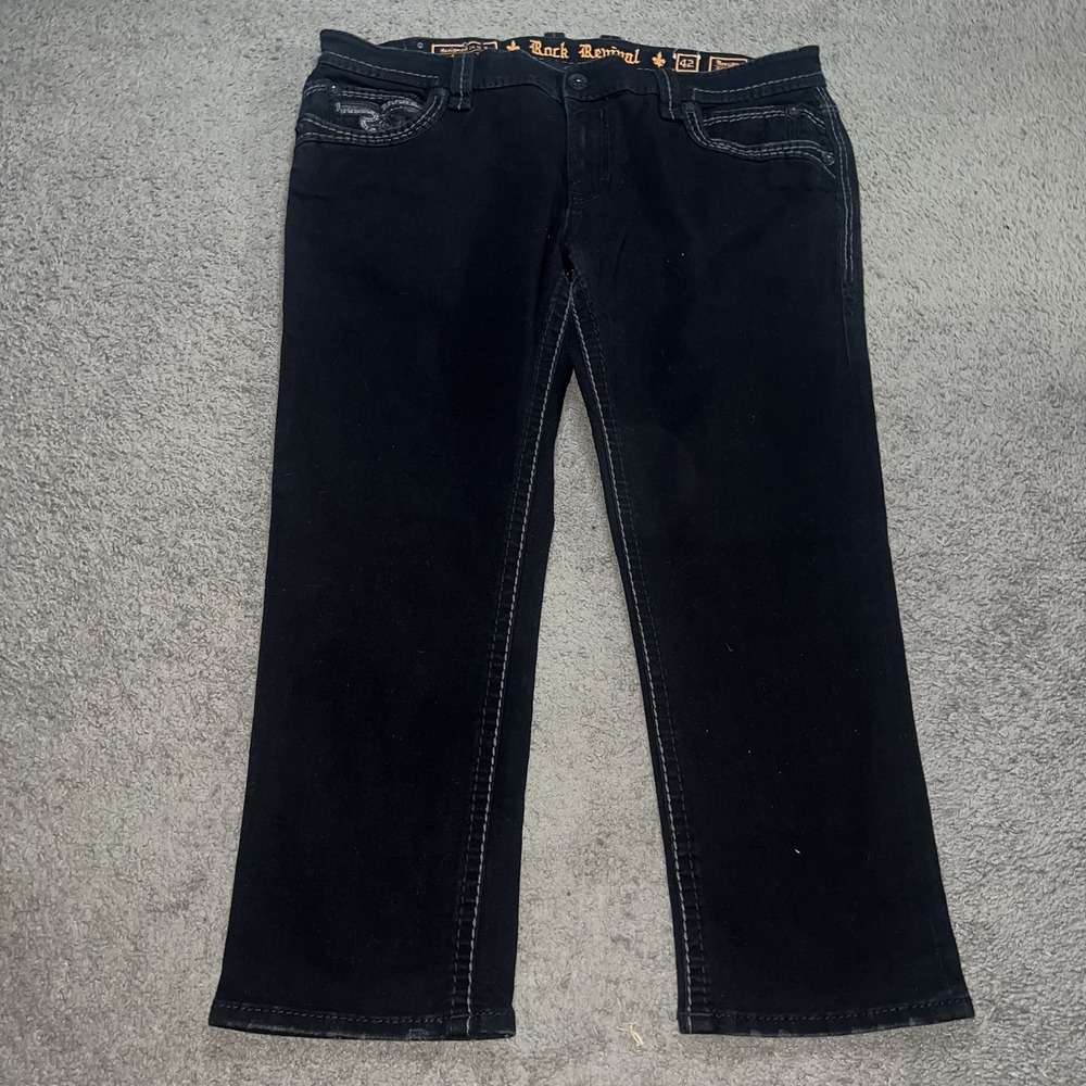 Vtg Y2K Rock Revival Embroidered Punk Grunge Goth Brayen Straight Leg 42x30
